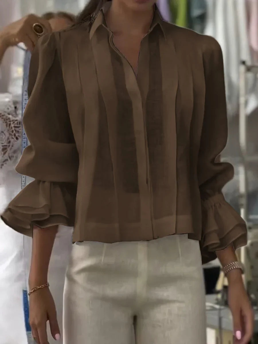 NORA | Elegancka plisowana bawełniana bluzka