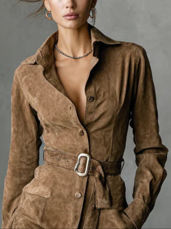 Agata – sukienka midi z zamszu