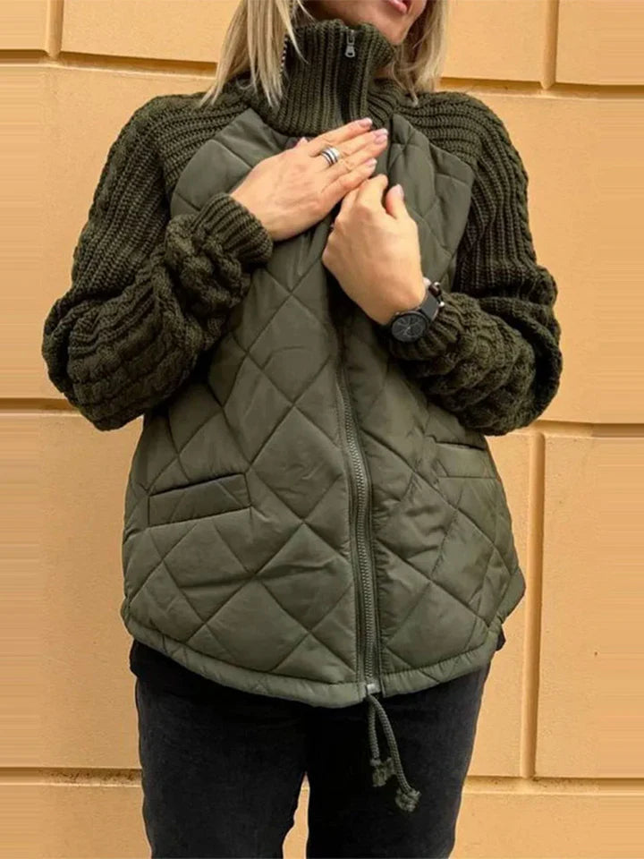 BELINA | Casualowa kurtka patchworkowa na zamek 