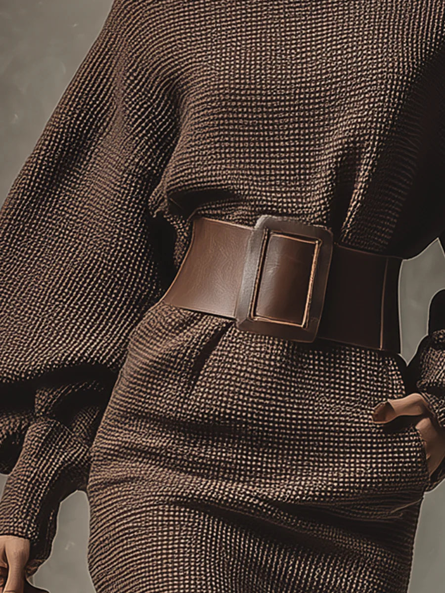 Clea | Krótka dzianinowa z sukienką strukturalnymi w paski 